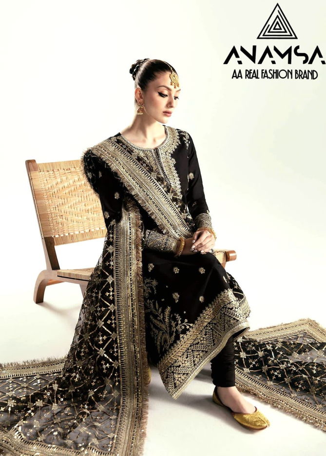 Anamsa 406 Embroidery Wedding Wear Pakistani Suits Wholesalers In Delhi
